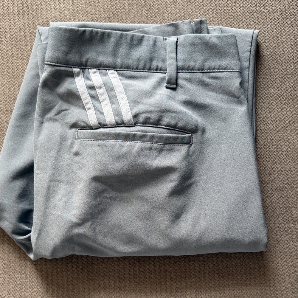 adidas Men's Light Gray Chinos with Signature Three-Stripe Accent34x32